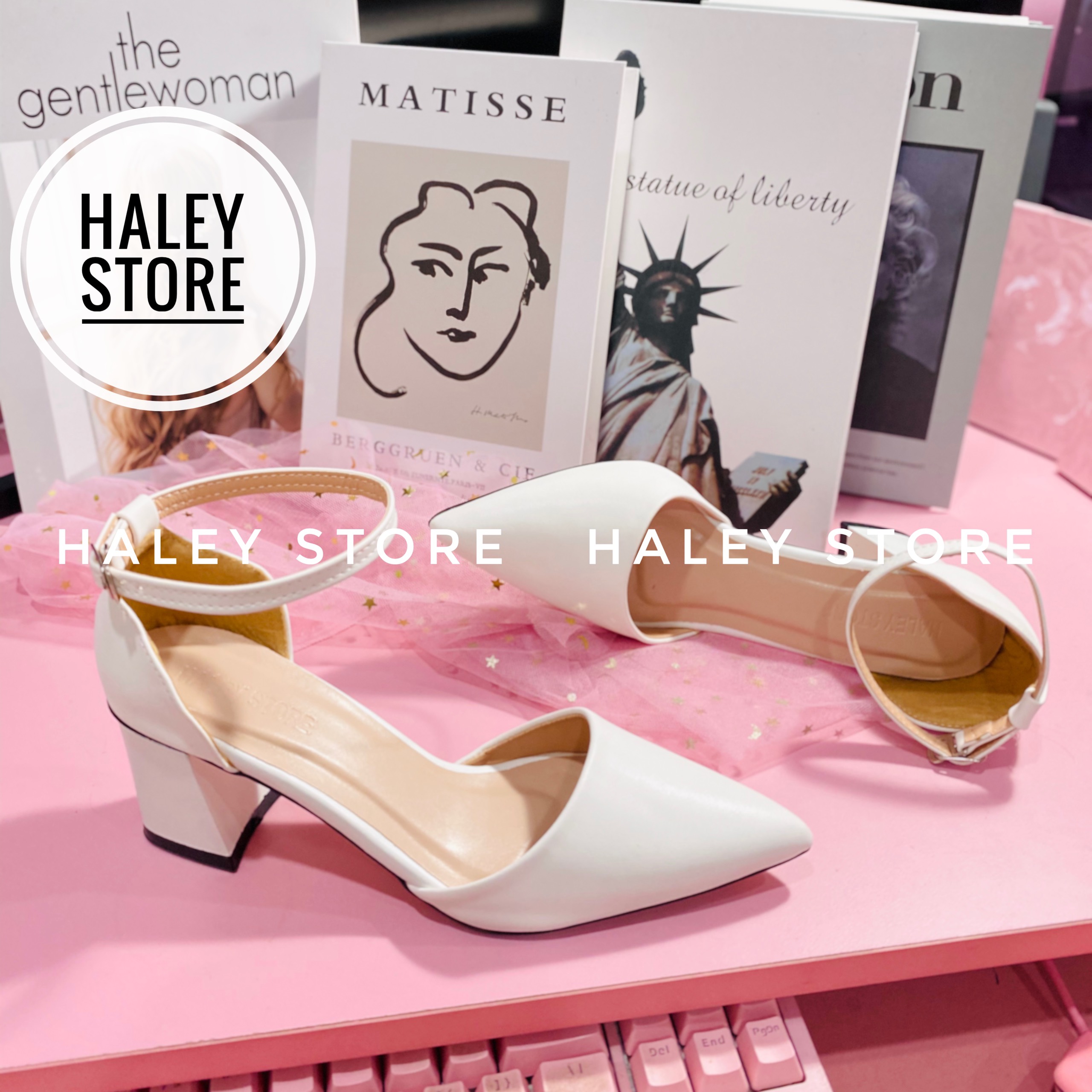 Giày cao gót nữ HALEY STORE bít mũi gót vuông 6cm sang chảnh tiểu thư rẻ