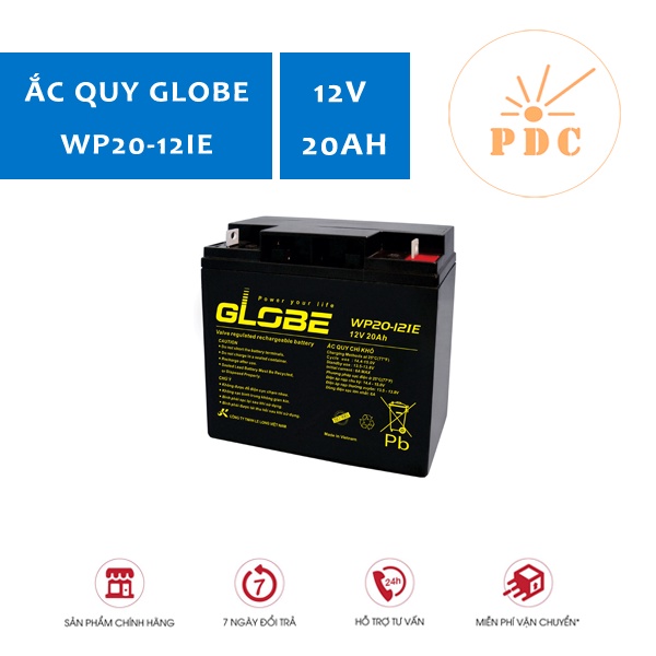 Ắc Quy Kín Khí (VRLA AGM) GLOBE 12V-20AH (20HR), WP20-12IE, F3-M5 - Hàng Chính Hãng
