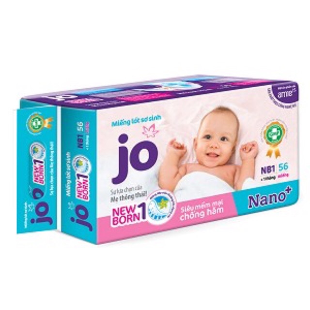 Combo 2 bịch Miếng lót sơ sinh JO Newborn 1 - 56 miếng (0-1 tháng)