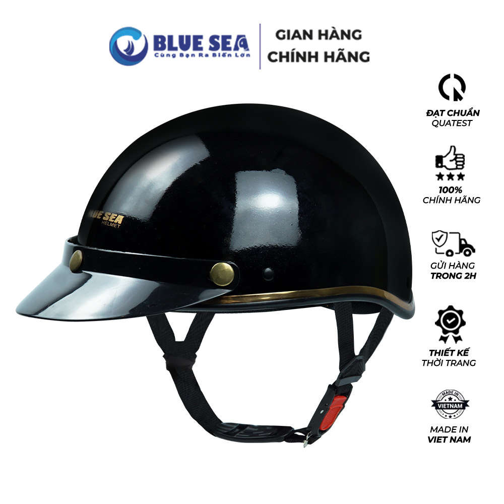 Mũ bảo hiểm 1/2 đầu, nửa đầu BLUE SEA - A366 - Đủ màu sơn Bóng - Thời trang - FreeSize - Chính hãng