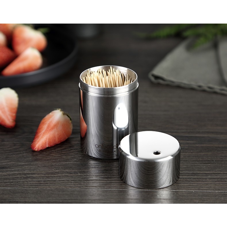 Hủ, lọ đựng tăm, tiêu inox nắp xoay
