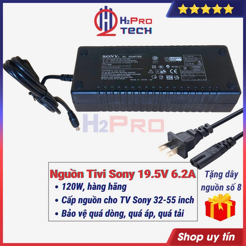 Nguồn tivi sony 19.5v 6.2a 120w cho tv 32-40-42-49-55 inch, nguồn adapter tv sony 19.5 v an toàn ổn định-h2pro tech