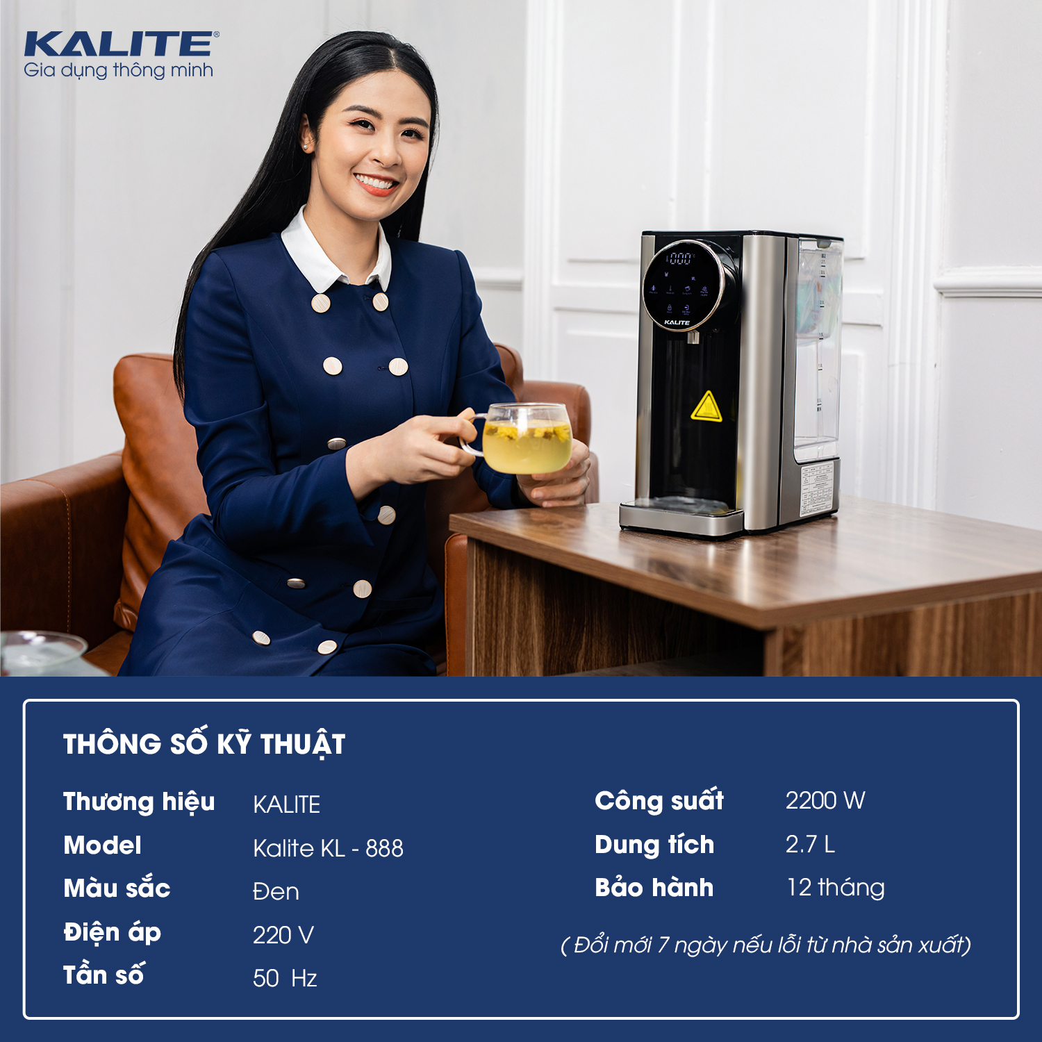 Bình Thủy Điện Kalite KL-888 (Lọc + chọn mực nước + tùy chỉnh nhiệt độ)