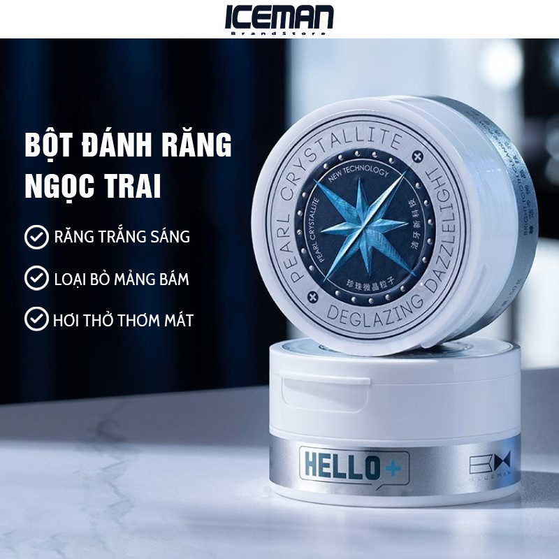 Kem Đánh Răng BLUEMAN50g Dạng Bột Ngọc Trai Giúp Răng Trắng Sáng