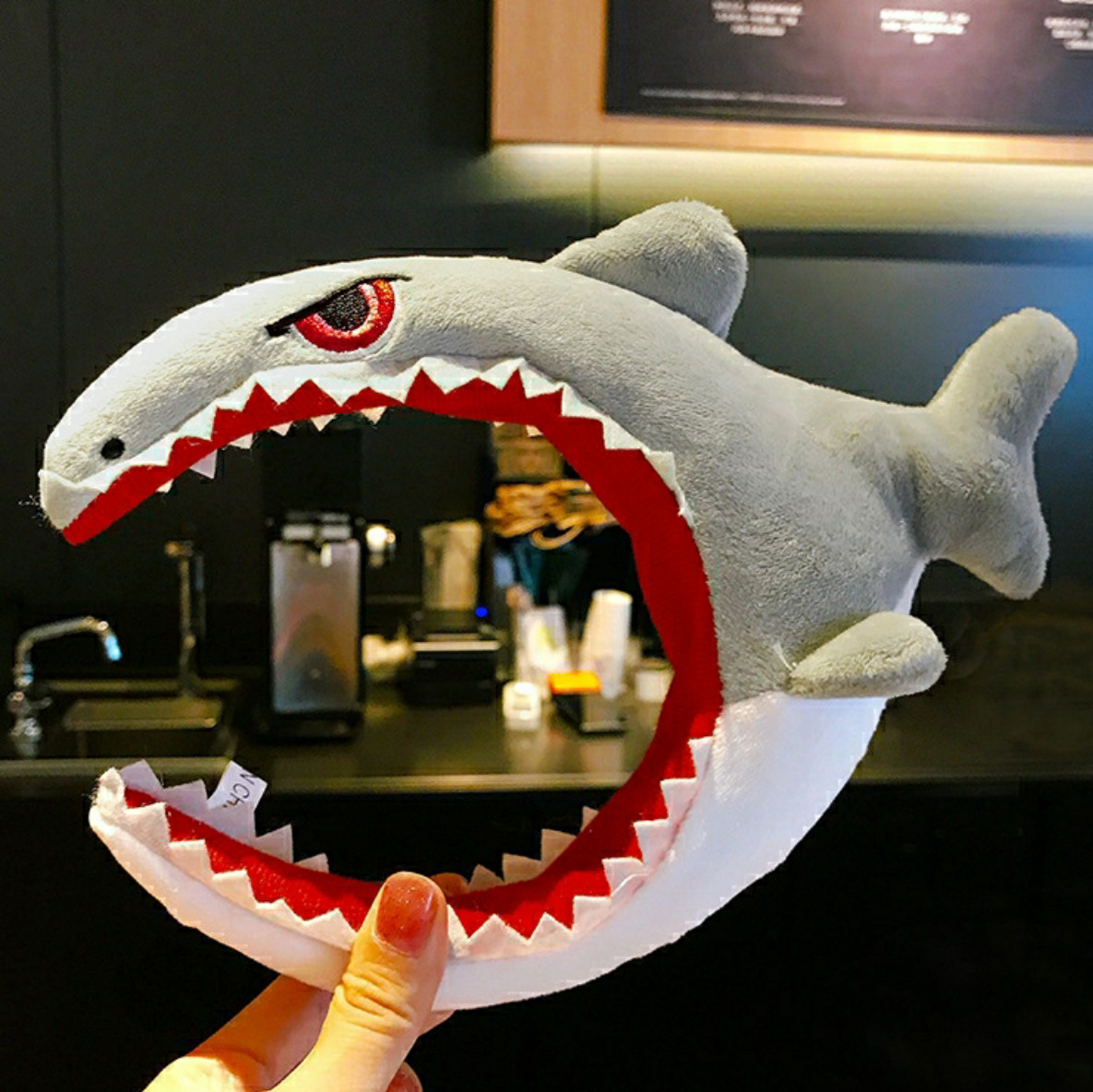 Wide mouth shark headband