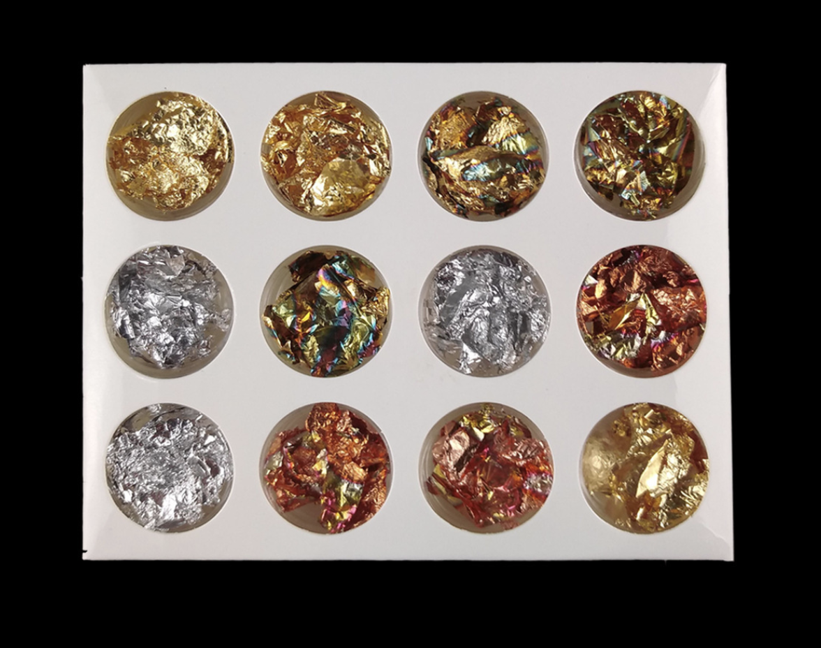 Set Giấy Bạc 12 Hũ Nhỏ Trang Trí Móng Siêp Đẹp