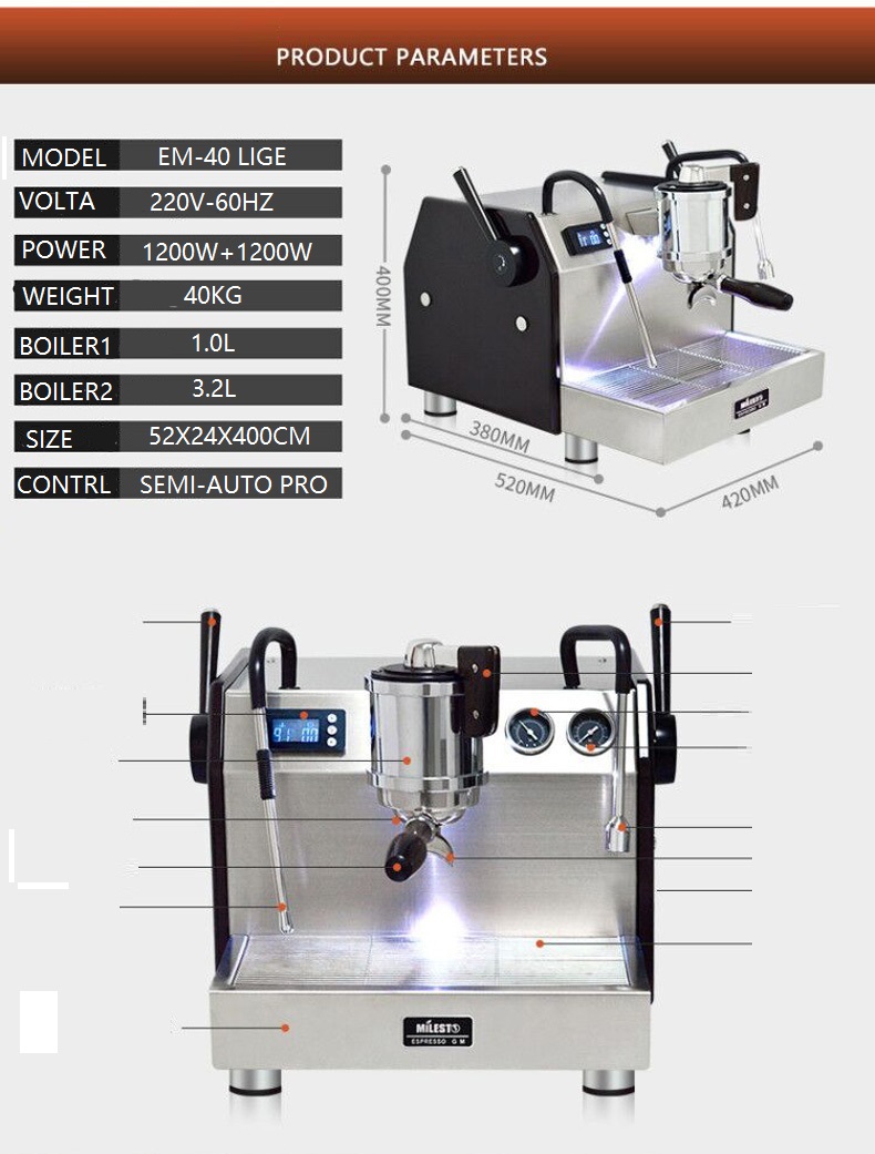 [HCM]Máy pha cà phê Milesto LiGe EM-40Espresso chuyên nghiệp