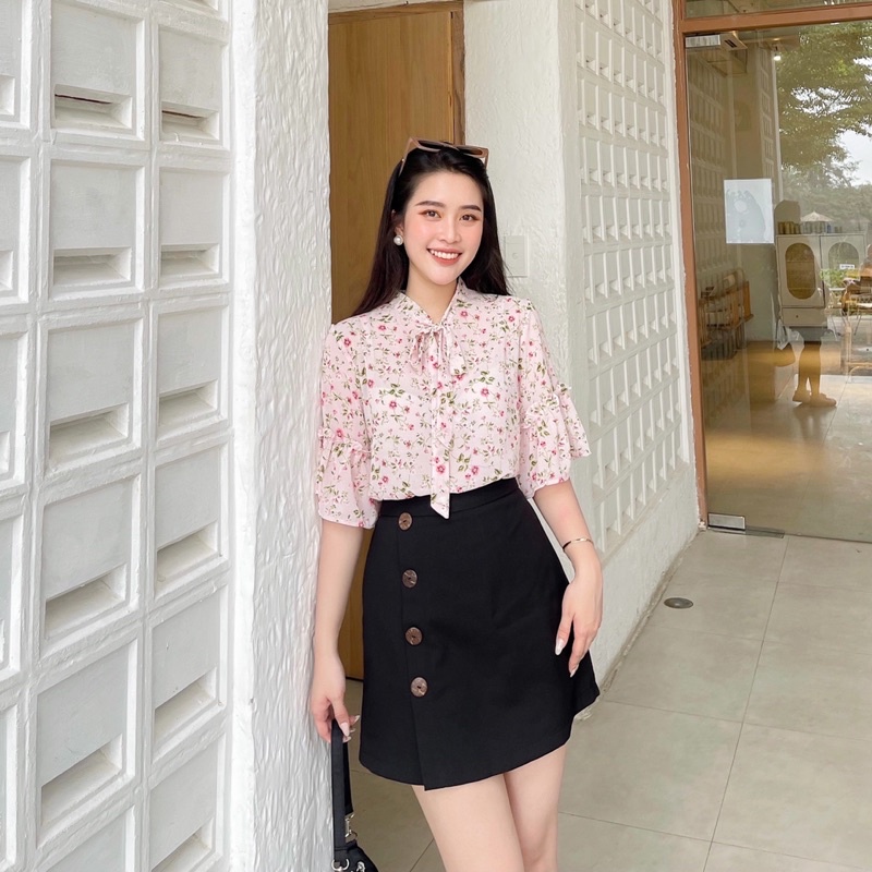 ❌ FREESHIP- ÁO SƠ MI HOA NHÍ CỘT NƠ CỔ (MS103)