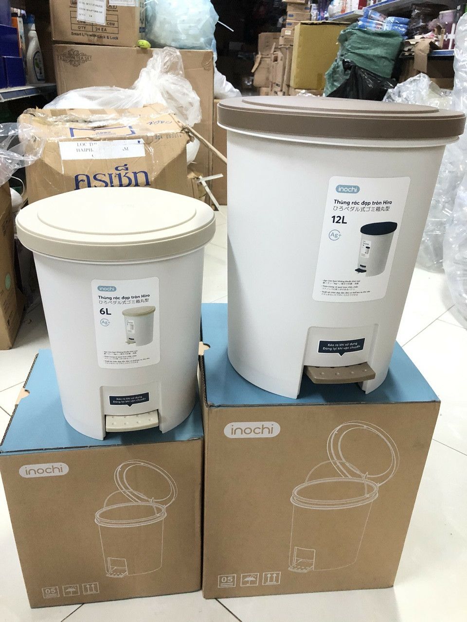 Thùng Rác Đạp Chân Tròn Hiro 12 lít Inochi