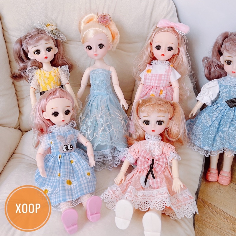 Đồ chơi búp bê khớp mắt đá 30cm, búp bê xinh cho bé