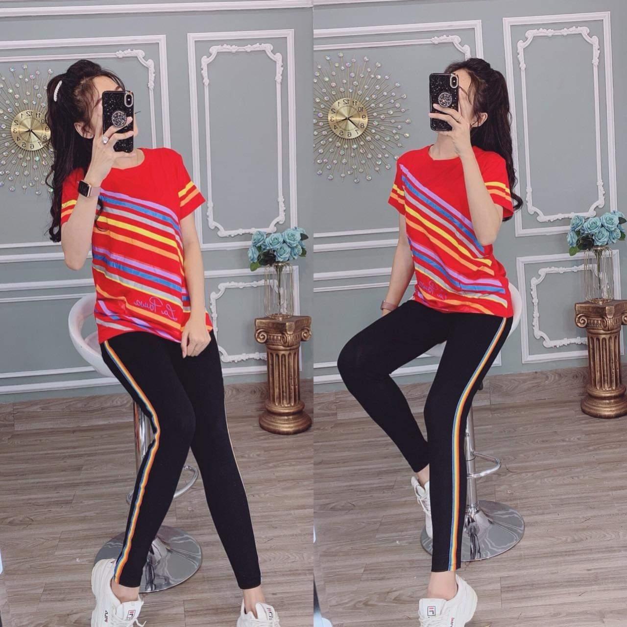 SÉT ĐỒ BỘ NỮ PHỐI SỌC ĐA SẮC MÀU ĐỘC ĐÁO