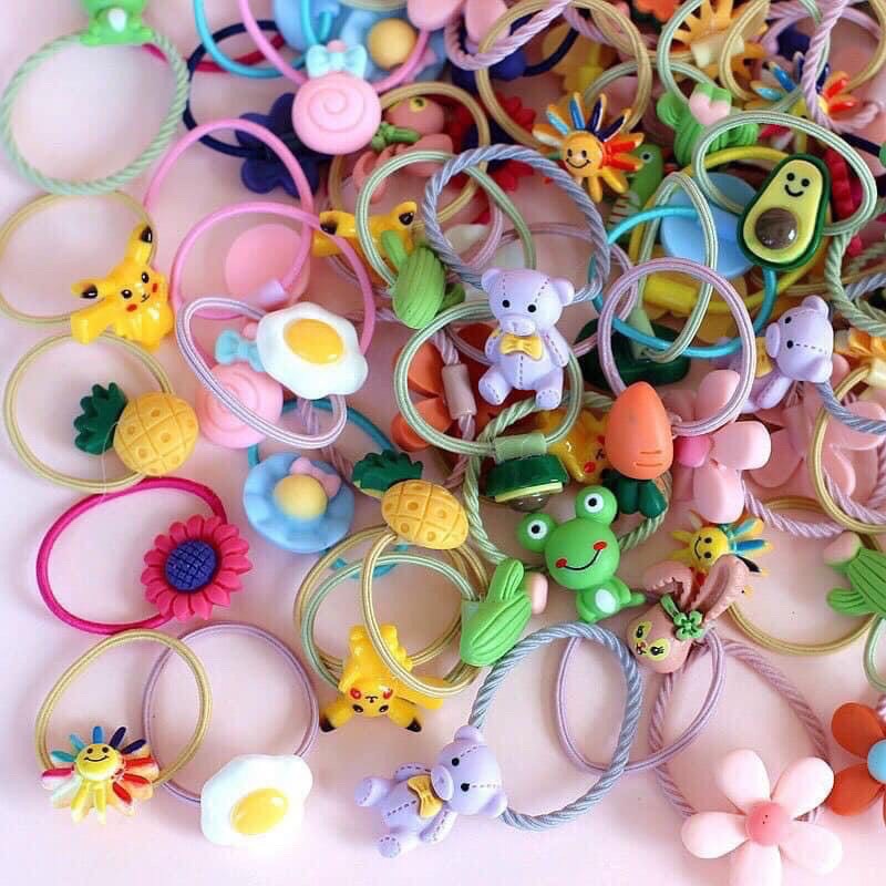 [ SÉT 10 CHIẾC ]  THUN CỘT TÓC HÌNH THÚ 3D [ SIÊU KUTE ], CHUN BUỘC TÓC CHO MẸ VÀ BÉ
