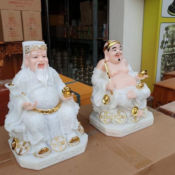 Cặp thần tài ông địa đá 10in cao 25 cm