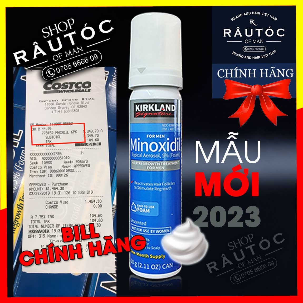 [HCM]Mọc Râu Tóc Minoxidil 5% dạng Foam ( bọt)