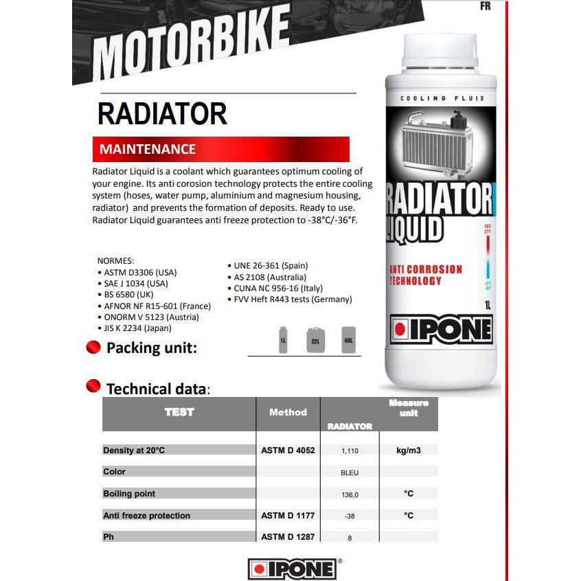 [HCM]Nước làm mát cao cấp IPONE RADIATOR LIQUID nhập khẩu Pháp (Dung dịch làm mát)