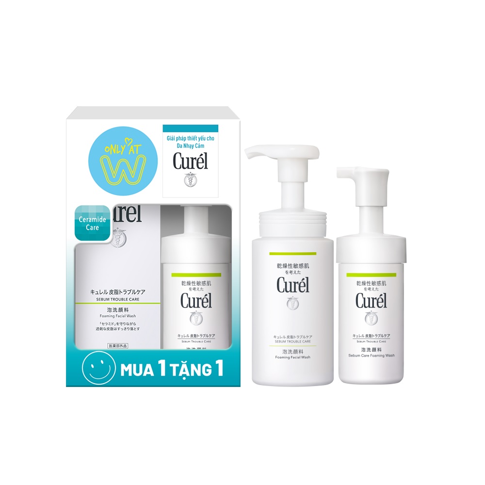 Combo Sữa Rửa Mặt Curél Dạng Bọt Cho Da Dầu (Sữa Rửa Mặt Dạng Bọt 150ml + Sữa Rửa Mặt Dạng Bọt 90ml)
