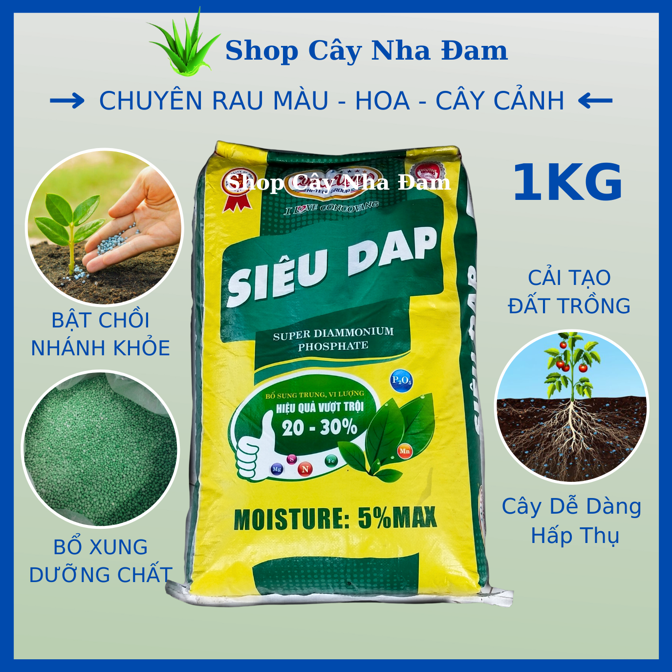 Phân Bón DAP Cao Cấp Cho Mọi Cây Trồng Và Hoa Kiểng (1KG)