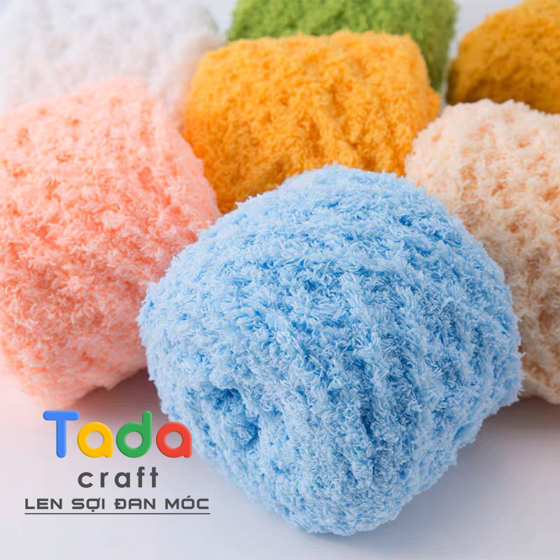 Len Bông Xù Mềm Nhẹ Ấm Áp Cuộn 100gram