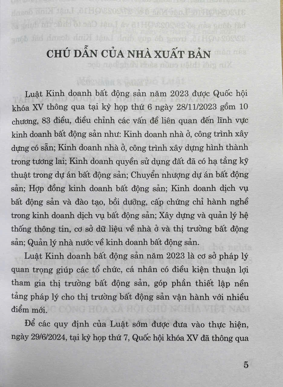 Luật Kinh Doanh Bất Động Sản  Năm 2023 ( Sửa đổi, bổ sung năm 2024 )