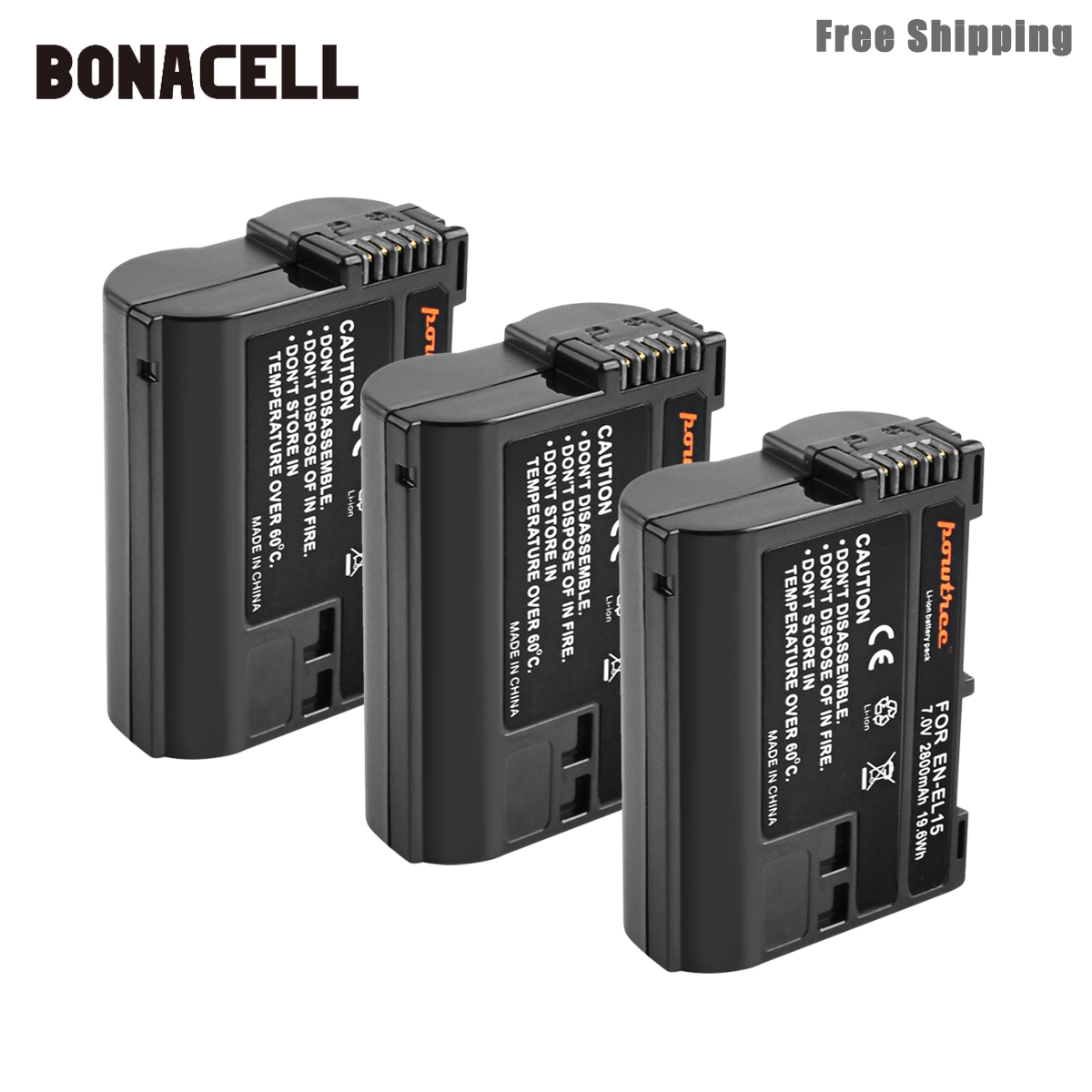 Bonacell 2800mah en-el15 enel15 en el15 máy ảnh pin cho nikon dslr d600 d610 d800 d800e d810 d7000 d7100 d7200 l50