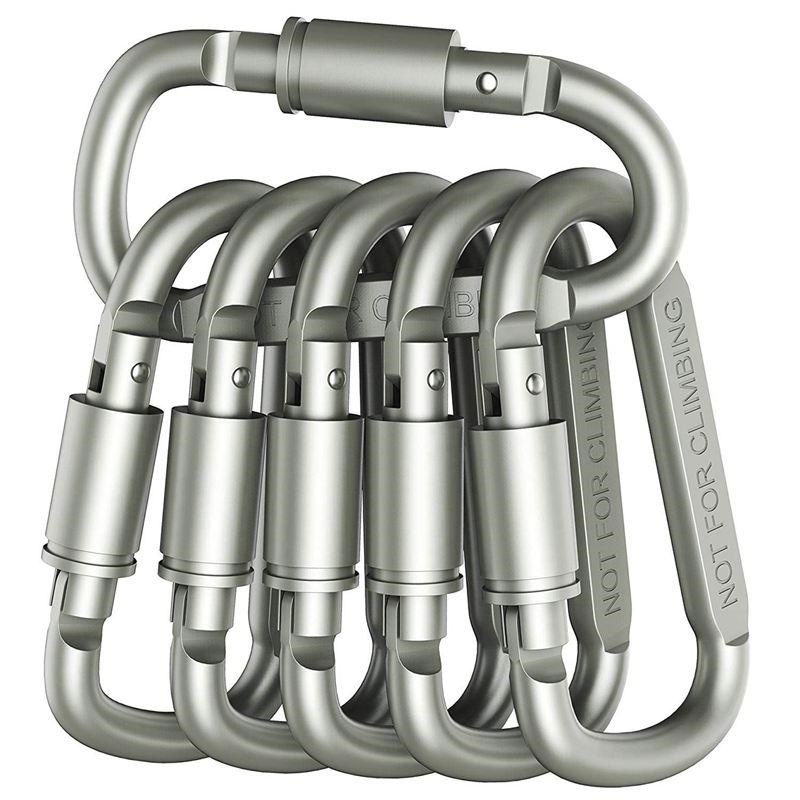 Bộ 6 móc khóa vòng khóa đa năng Carabiner Chữ D - Khoá Xoay 8cm dùng để treo đồ đi du lịch, đi phượt, đi dã ngoại...