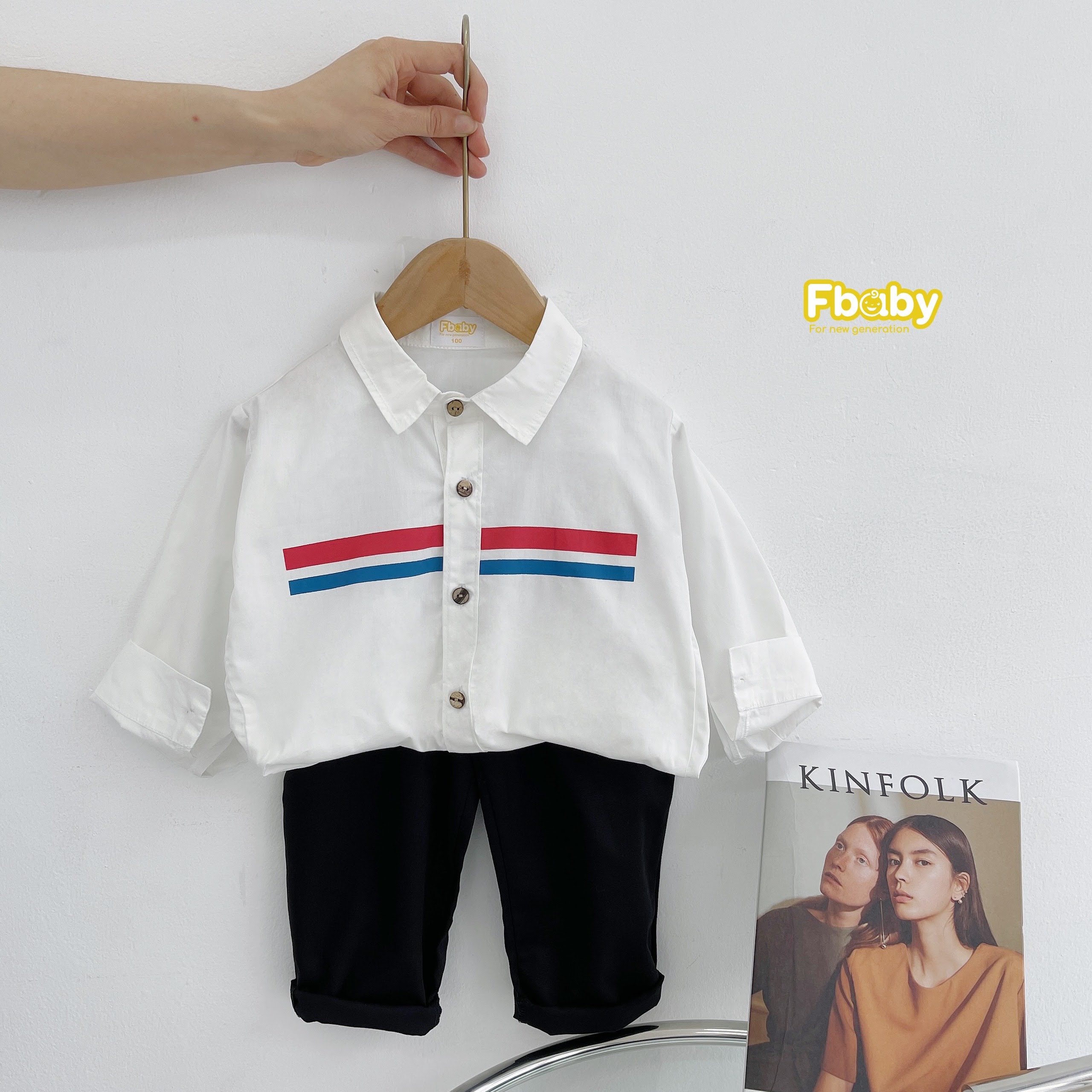 SET áo sơ mi + quần kaki đen dành cho bé trai