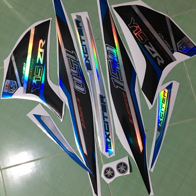 Tem exciter 150 y15zr xanh đen crom