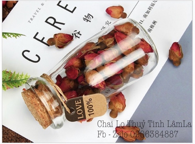 [HCM]Hũ Thuỷ Tinh Pudding Cao Nút Gỗ Ép 100ml