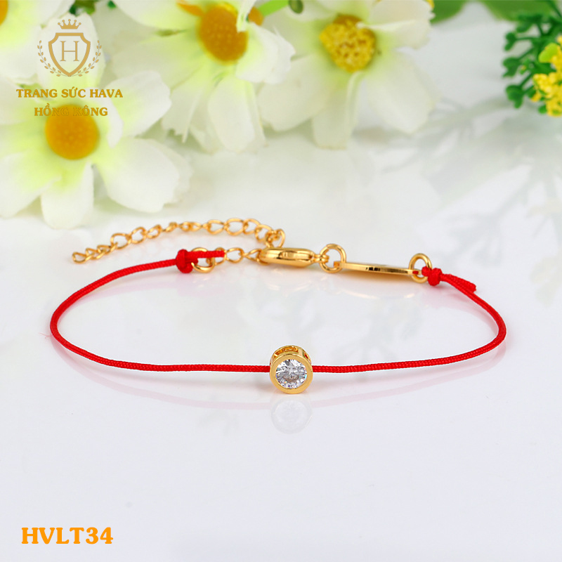 Lắc Tay Nữ, Vòng Tay Sợi Chỉ Đỏ Kim Vàng Tài Lộc May Mắn, Titan Xi Mạ Vàng Non 24k Thật Cao Cấp (Không Bị Xỉn Đen) - Trang Sức Hava Hong Kong