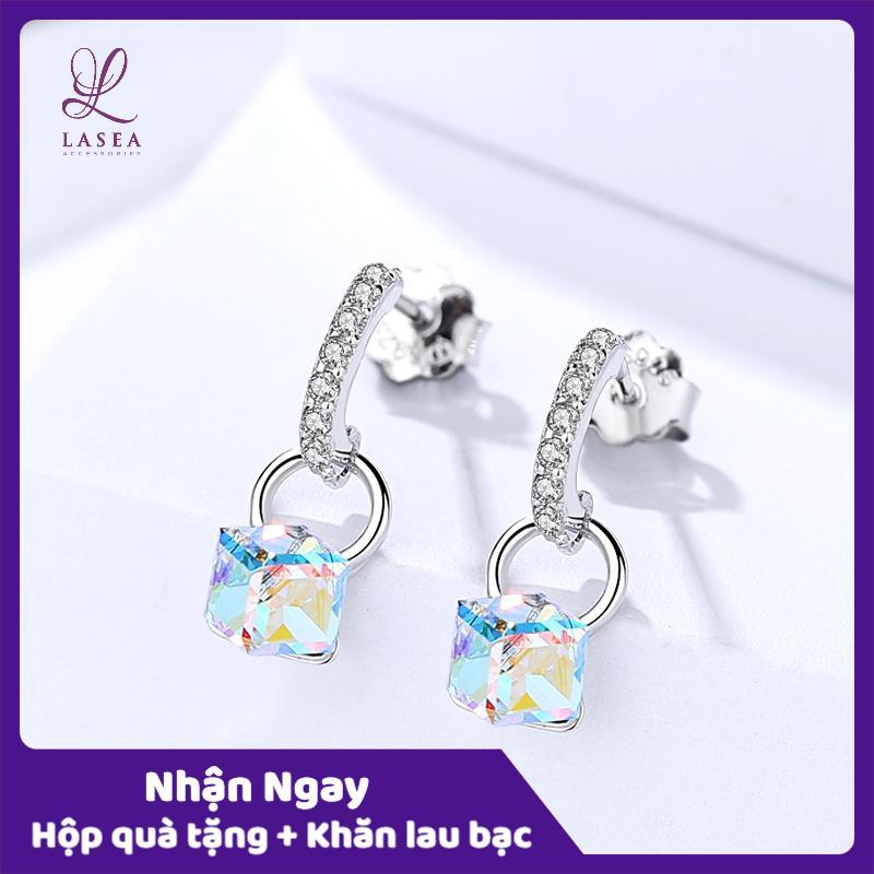 Bông tai nữ trang sức bạc Ý S925 Lasea - Hoa tai vòng đính đá pha lê cao cấp E1271