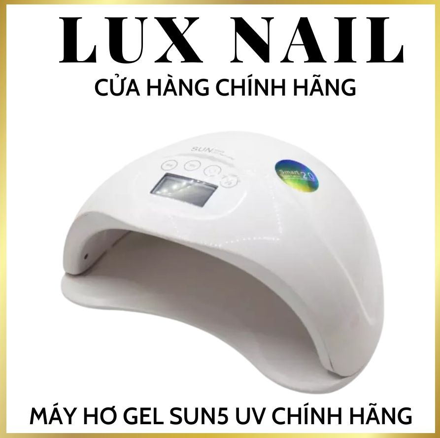 Máy hơ gel Sun 5 led tem xanh hong khô gel móng tay chân nhanh, UV 24 LED 48W hơ móng cảm ứng nhiệt tự động sấy