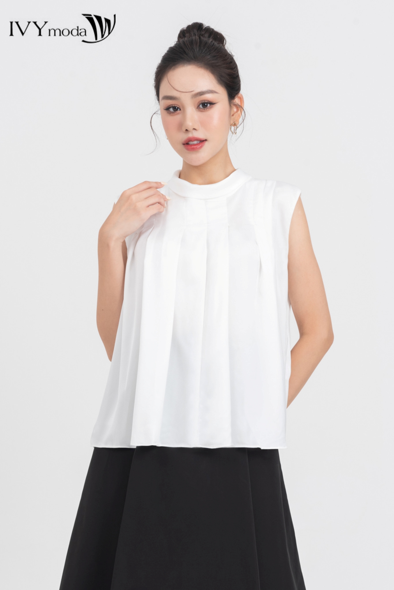 Áo lụa phối nơ sau - martha top ivy moda ms 15m7434