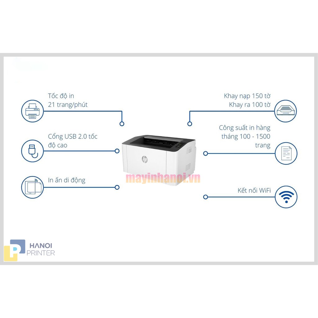 Máy In HP 107w, In wifi, Chính Hãng, Bảo Hành 12 Tháng