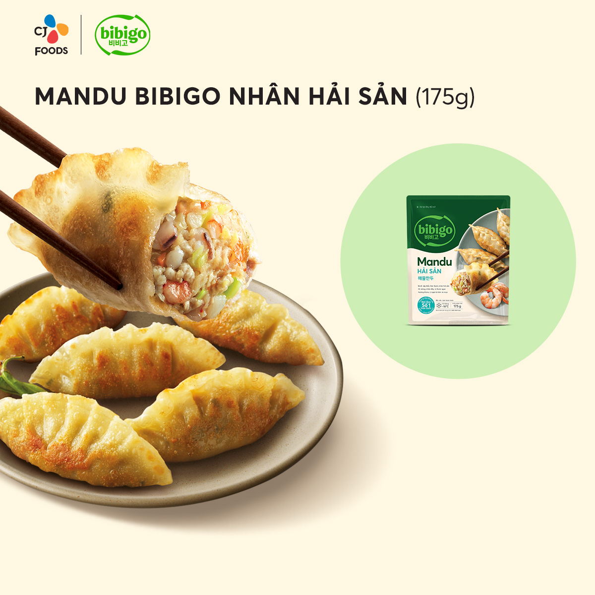 [Hcm-Hn] Mandu Bibigo Dumpling 175g (Meat Filling/Tilapia Meat Filling/Seafood Filling)