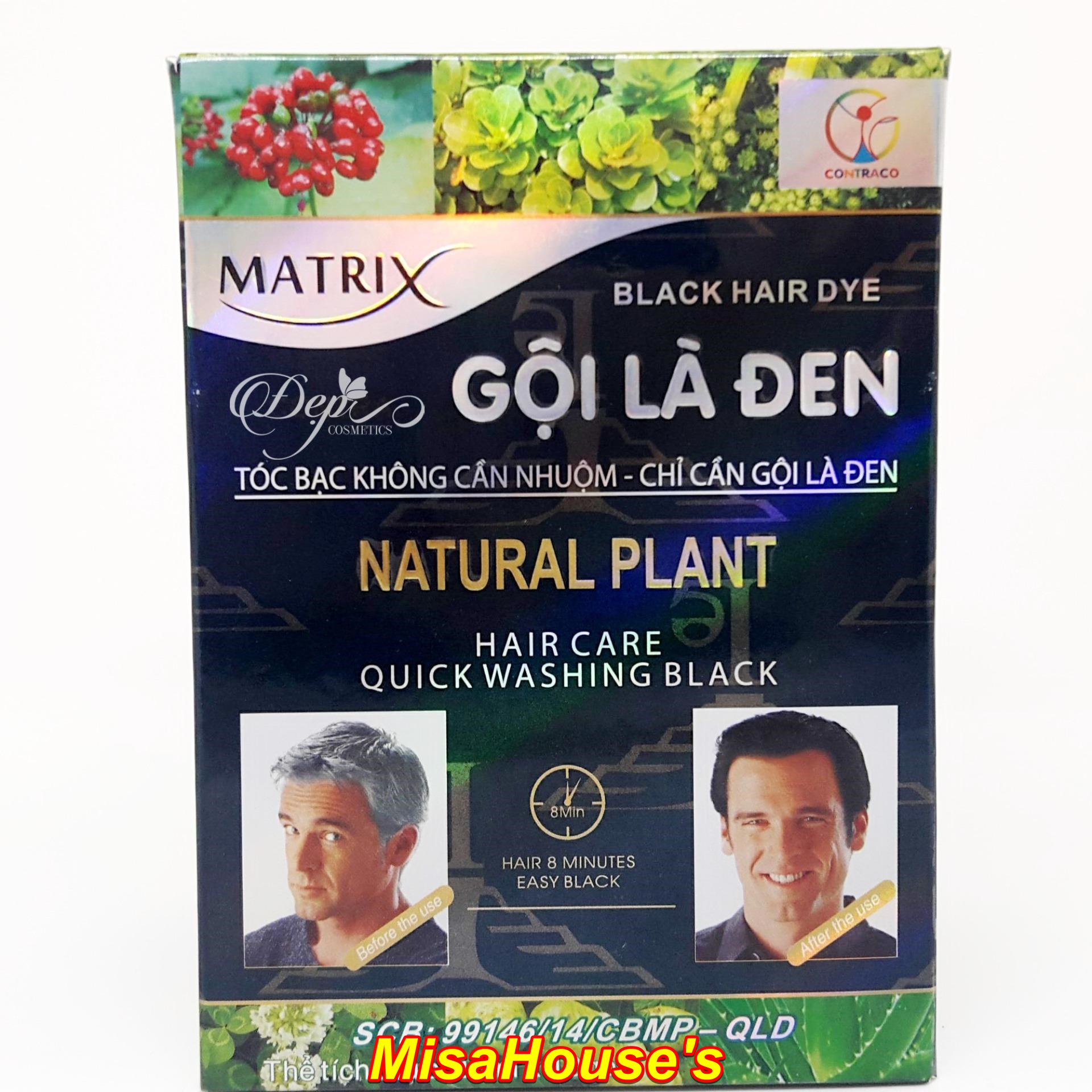 Dầu Gội Nhuộm Tóc - Gội Là Đen Matrix 25g [Hộp 10 Gói]