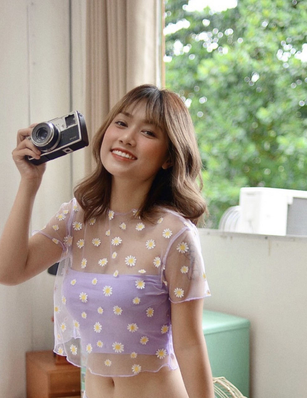 ÁO CROPTOP LƯỚI HOA CÚC NỮ SIÊU DỄ THƯƠNG NỮ TÍNH