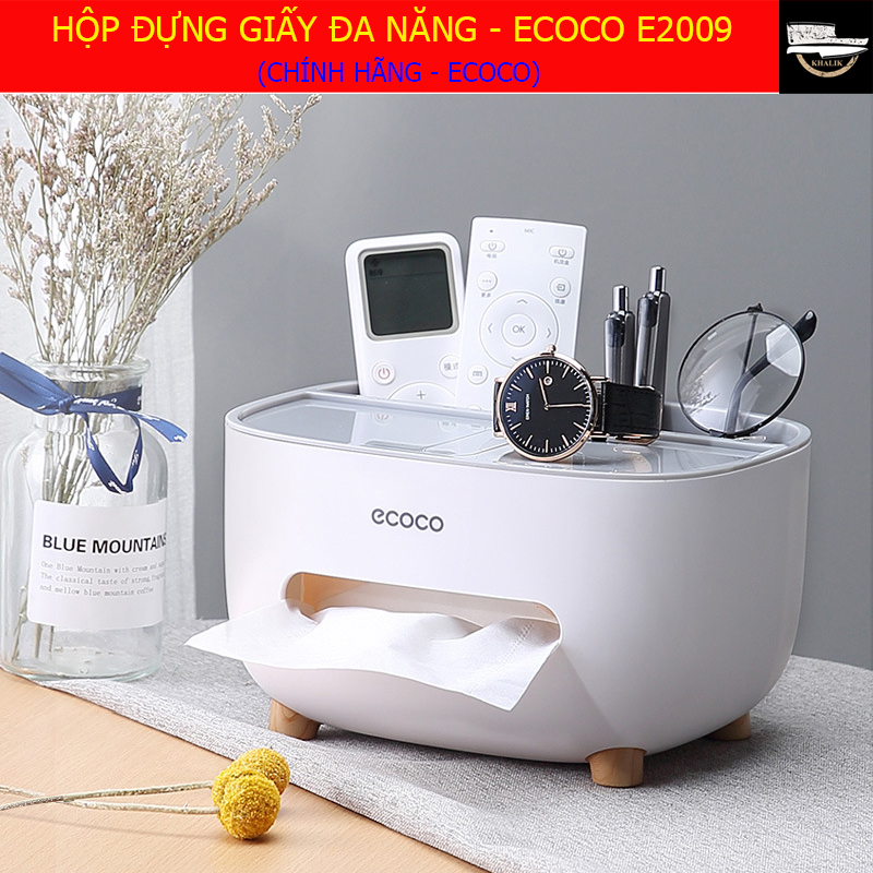 [Hàng cao cấp] Hộp kệ đựng khăn giấy để bàn đa năng - Ecoco E2009