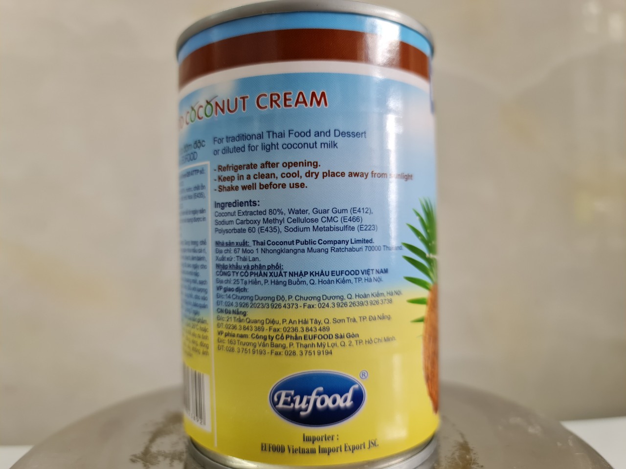 [400ml] NƯỚC CỐT DỪA ĐẬM ĐẶC [Thailand] EUFOOD Coconut Cream (euf-hk)