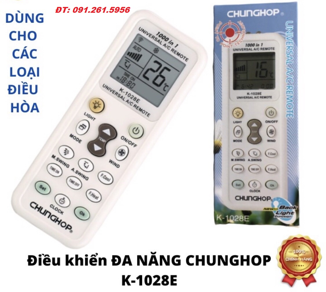 Điều khiển điều hòa máy lạnh đa năng K-1028E 1000 in 1 remote hồng ngoại dò tần số chunghop loại xịn