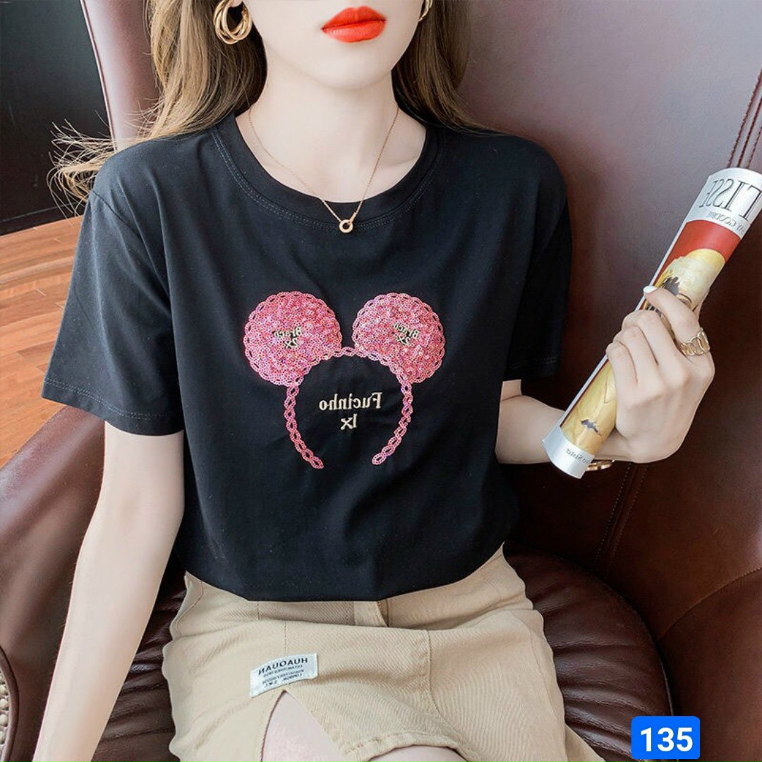 áo thun nữ cổ tròn tay ngắn cao cấp in hình chất thun cotton dày dặn co giãn thiết kế đơn giản, phong cách hàn quốc Kingshopps TG16