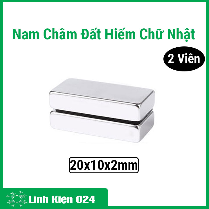 Bộ 2 viên nam châm đất hiếm 20x10x2mm