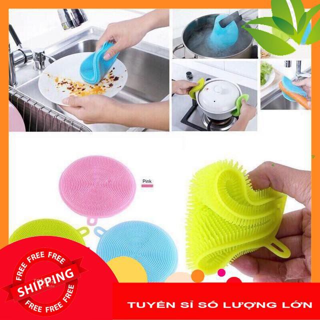 Miếng rửa chén silicon -miếng rửa bát có móc treo tiện dụng (Tuyển Sỉ )