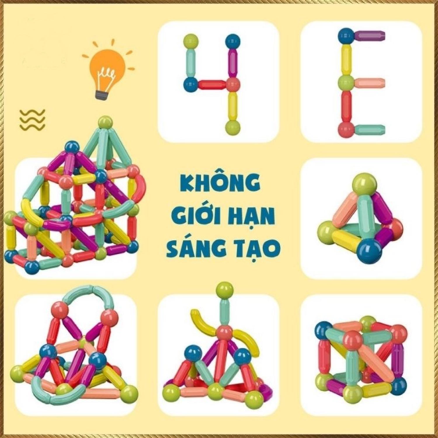 Bộ xếp hình nam châm đồ chơi xếp hình nam châm thông minh an toàn