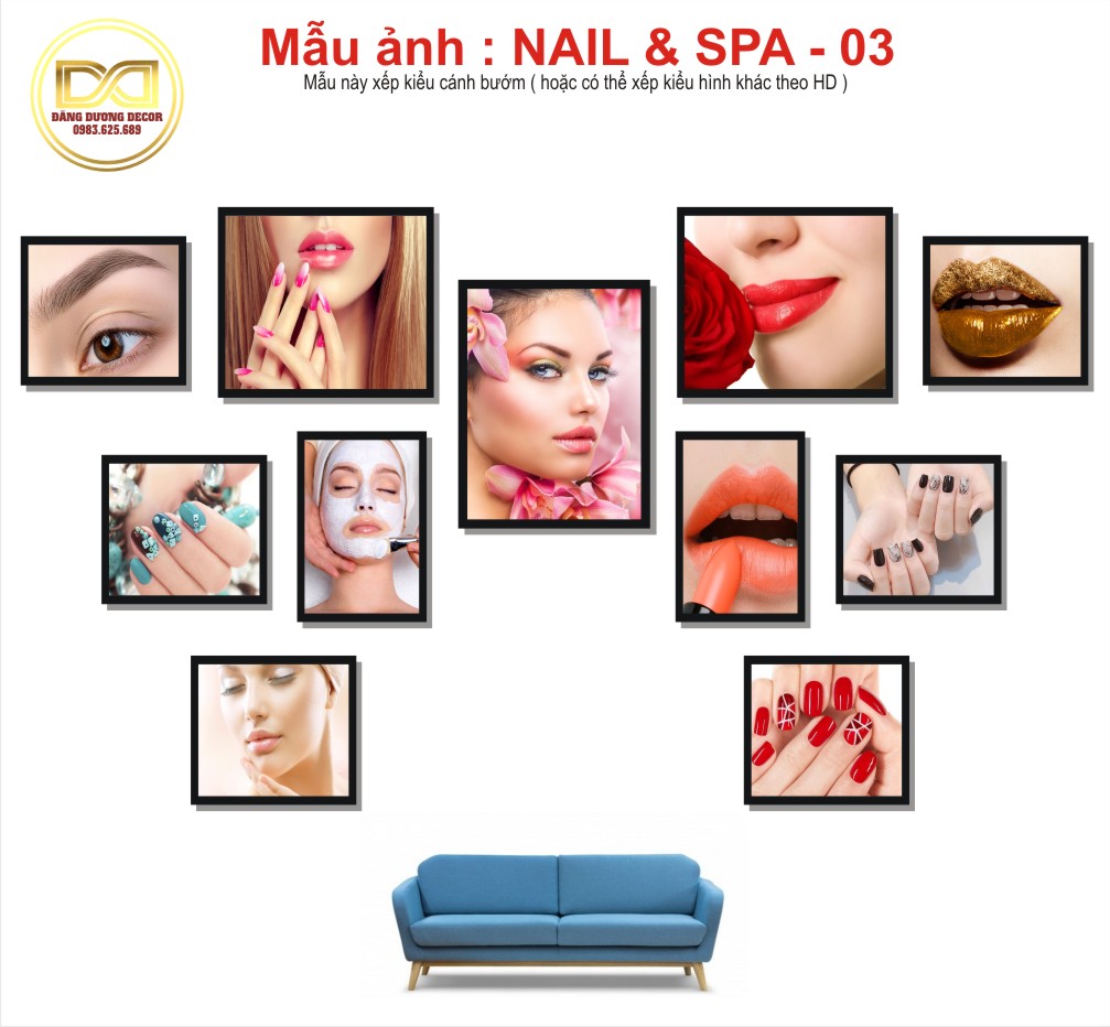 Bộ 11 tranh SPA NAIL trang trí- đẹp, dễ lắp đặt