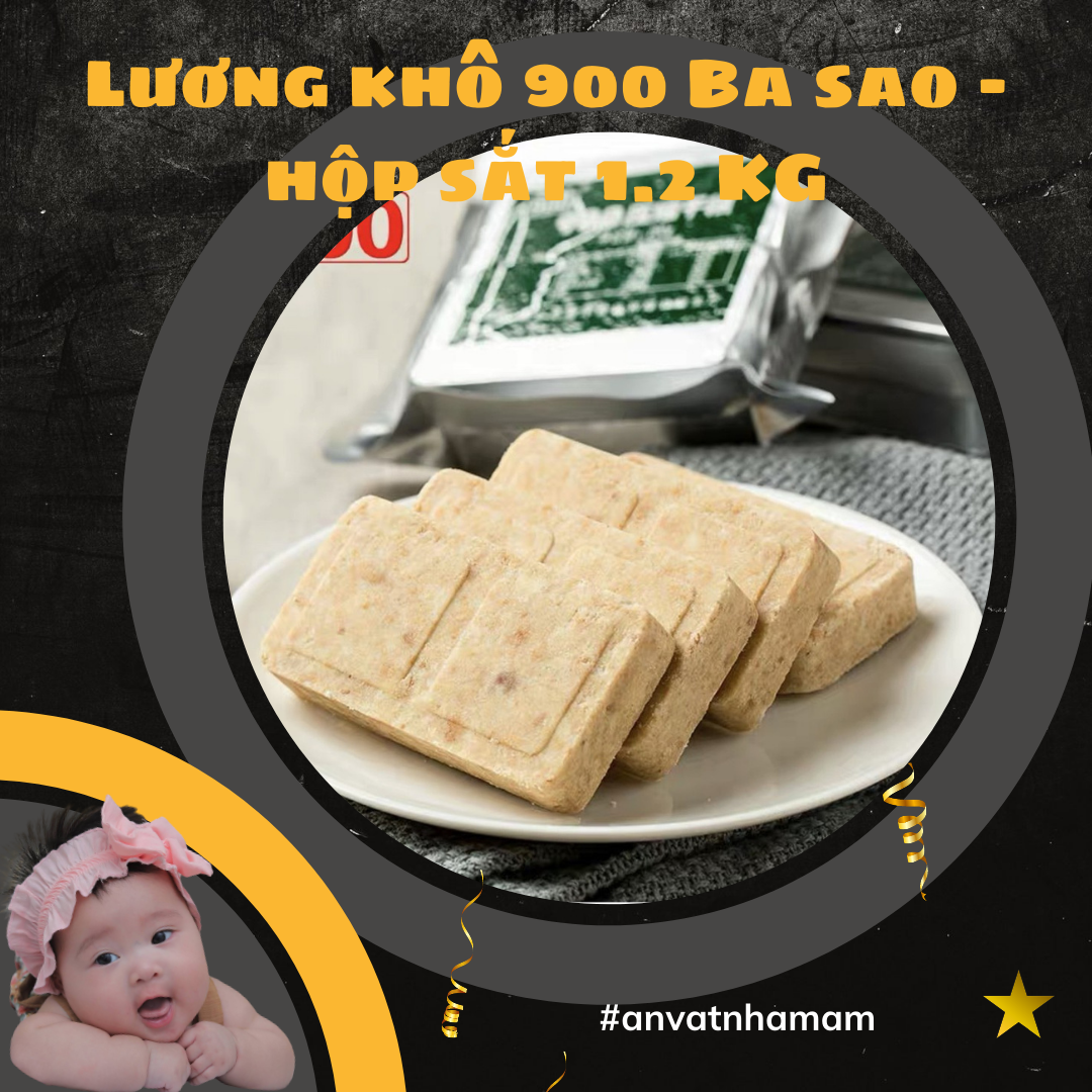 Lương Khô 900 BA SAO [Hộp sắt 1.2 kg]