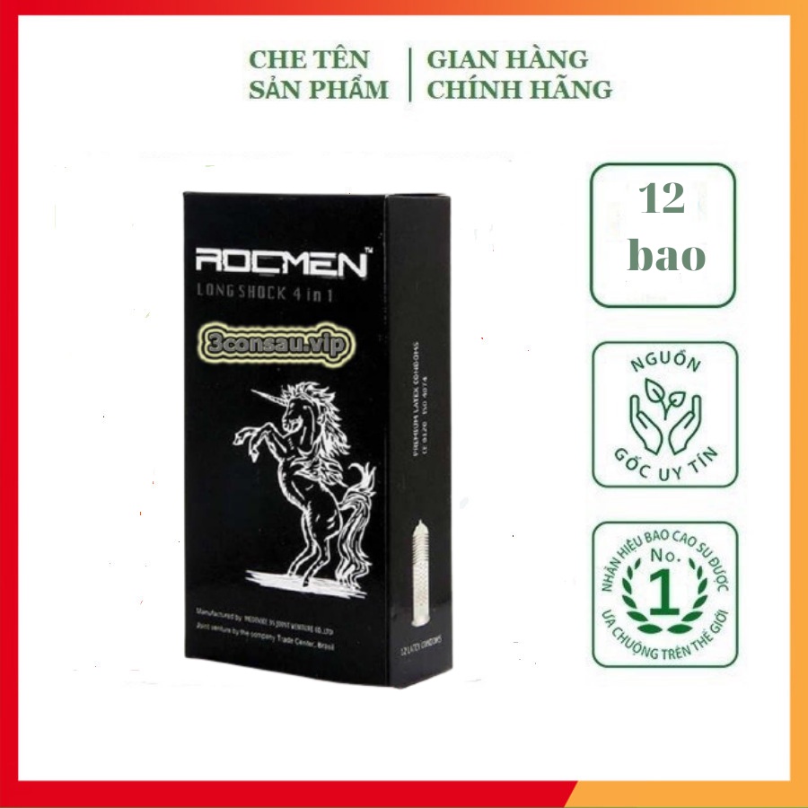 Bao cao su ROCMEN cá ngựa Đen, bao cao su siêu mỏng kéo dài thời gian yêu
