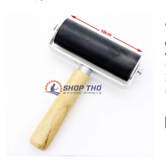 Con lăn cao su bản rộng 10cm tay cầm gỗ