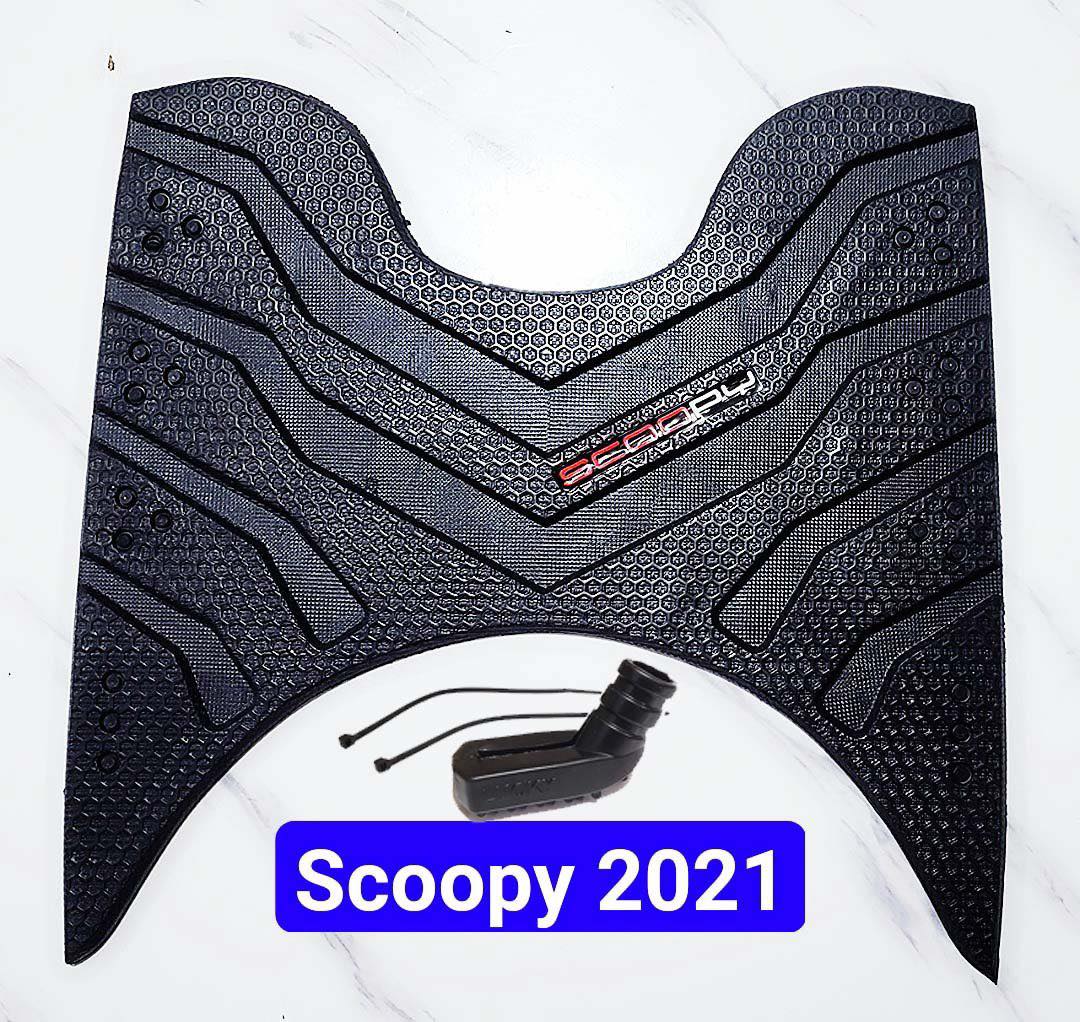 Thàm cao su lót chân xe scoopy 2021 2022 đen dày tặng kèm cao su bọc chân chống