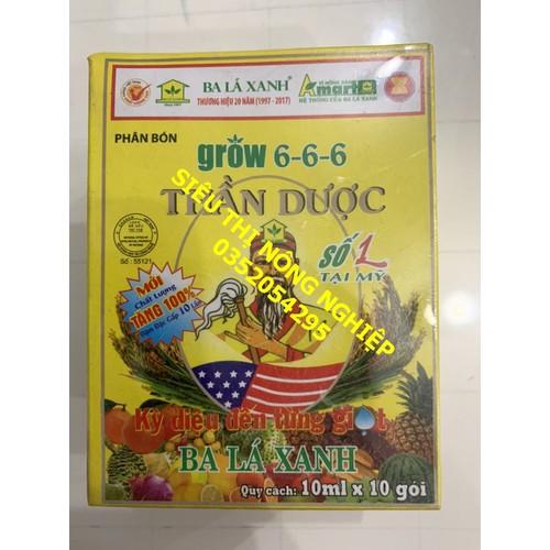 Phân bón ba lá xanh - kích thích sinh trưởng siêu hạng cho cây trồng - hộp 10 gói Grow 6-6-6