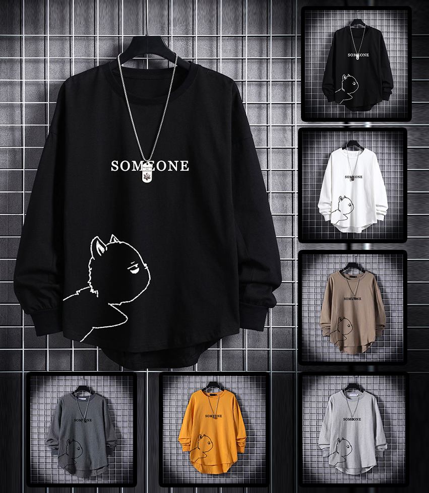 [Mẫu Mới 2021] Áo Thun Nam Nữ Unisex Dài Tay Cổ Tròn Họa Tiết Hình Con Mèo In Chữ SOMEONE Phong Cách Trẻ Trung Thời Trang August TOP NAM 136